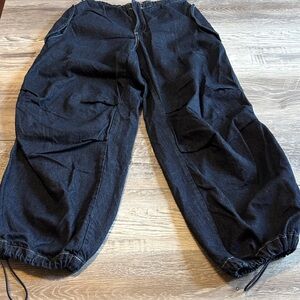 BDG Denim Baggy Cargo Pants in Dark Blue Size x-small